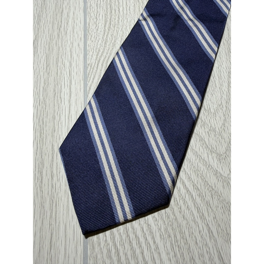 Brooks Brothers Makers Tie Mens One Size Blue Striped Woven Handmade USA
